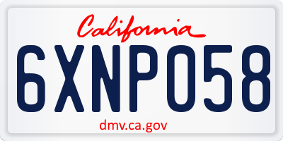 CA license plate 6XNP058