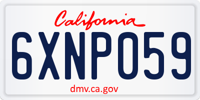 CA license plate 6XNP059