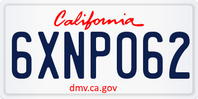 CA license plate 6XNP062