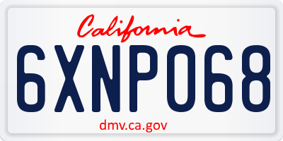 CA license plate 6XNP068