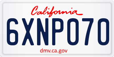 CA license plate 6XNP070