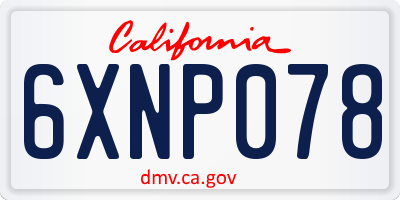 CA license plate 6XNP078