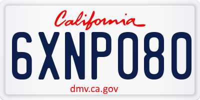 CA license plate 6XNP080
