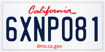 CA license plate 6XNP081