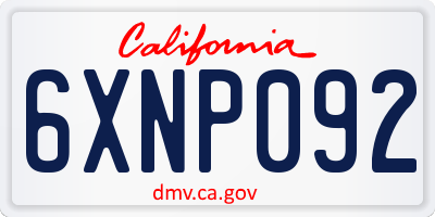 CA license plate 6XNP092