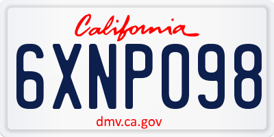 CA license plate 6XNP098