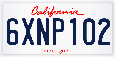 CA license plate 6XNP102