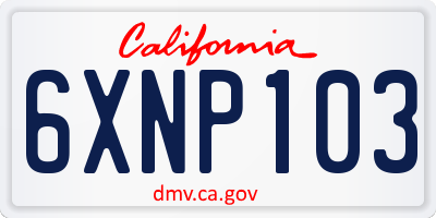 CA license plate 6XNP103