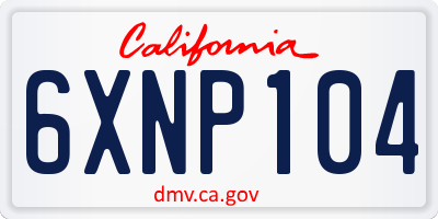 CA license plate 6XNP104