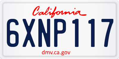 CA license plate 6XNP117