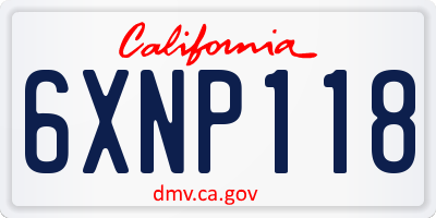 CA license plate 6XNP118