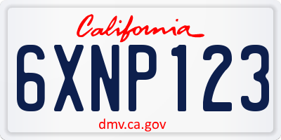 CA license plate 6XNP123