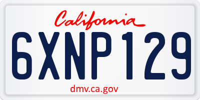 CA license plate 6XNP129