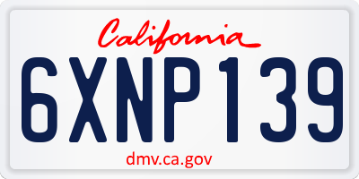 CA license plate 6XNP139