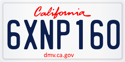 CA license plate 6XNP160