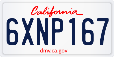 CA license plate 6XNP167
