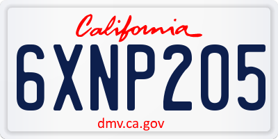 CA license plate 6XNP205