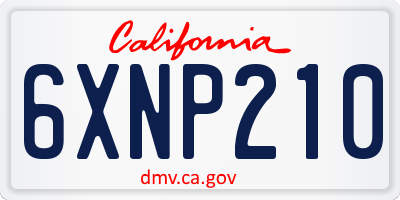 CA license plate 6XNP210