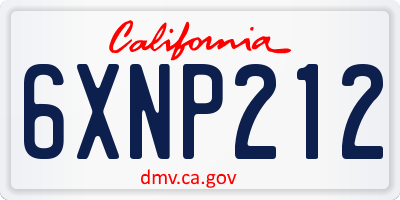 CA license plate 6XNP212