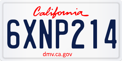 CA license plate 6XNP214
