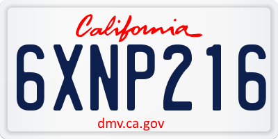 CA license plate 6XNP216