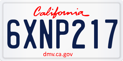 CA license plate 6XNP217
