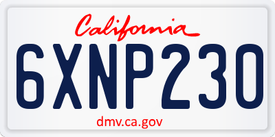 CA license plate 6XNP230