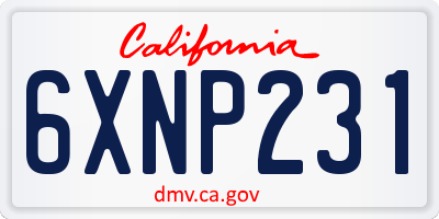 CA license plate 6XNP231