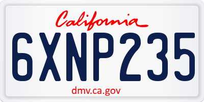 CA license plate 6XNP235