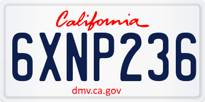 CA license plate 6XNP236