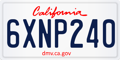 CA license plate 6XNP240
