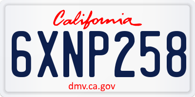 CA license plate 6XNP258