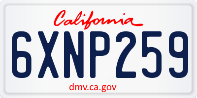 CA license plate 6XNP259