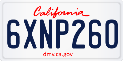 CA license plate 6XNP260