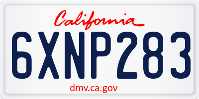 CA license plate 6XNP283