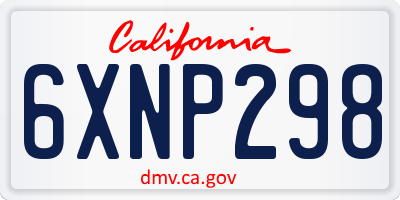 CA license plate 6XNP298