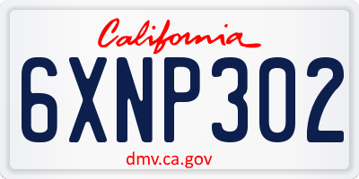 CA license plate 6XNP302