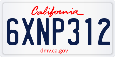 CA license plate 6XNP312