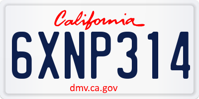 CA license plate 6XNP314