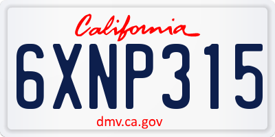 CA license plate 6XNP315