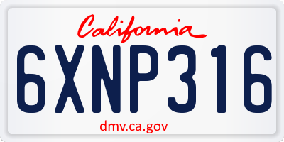 CA license plate 6XNP316