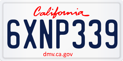 CA license plate 6XNP339