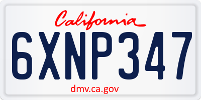 CA license plate 6XNP347
