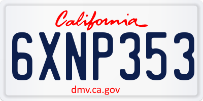 CA license plate 6XNP353