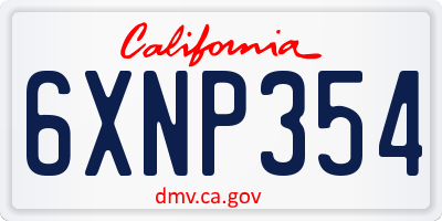 CA license plate 6XNP354