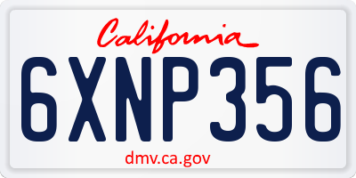 CA license plate 6XNP356