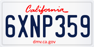 CA license plate 6XNP359