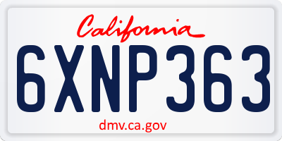 CA license plate 6XNP363