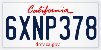 CA license plate 6XNP378
