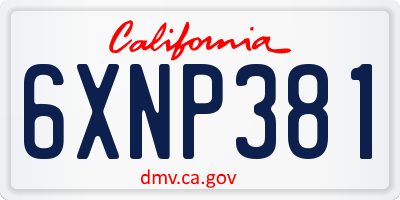 CA license plate 6XNP381